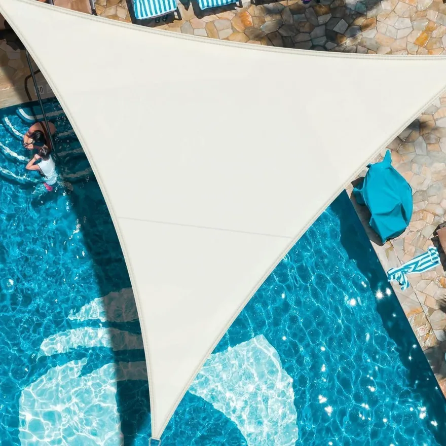 LOVE STORY Sonnensegel Dreieckig 3x3x3m Cremeweiß - Wasserdicht, 95% UV-Schutz