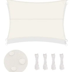 LOVE STORY Sonnensegel 2.5x3m Rechteckig Cremeweiß Wasserdicht mit 95