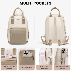 Lovevook Damen Rucksack Mittelgroß, 14 Zoll Laptop Rucksack für Schule, Uni