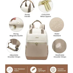 Lovevook Rucksack Damen 15,6 Zoll Laptopfach & USB Ladeanschluss, Wasserdicht