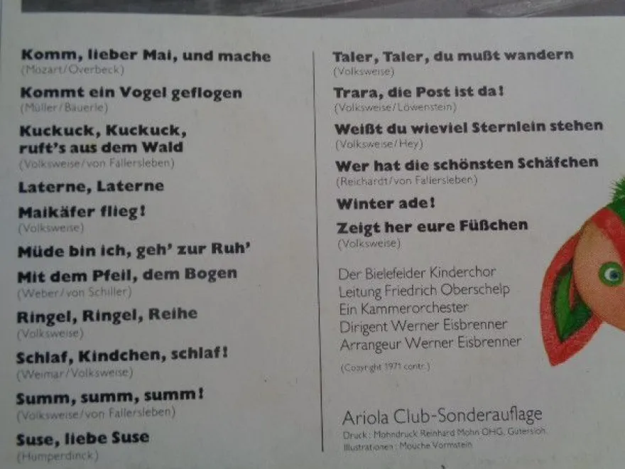 LP ariola ABC 42 Kinderlieder Bielefelder Kinderchor Hörspiel Vinyl