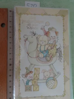 ältere Grußkarten freudiges Ereignis Baby Geburt / Gunkel West Germany