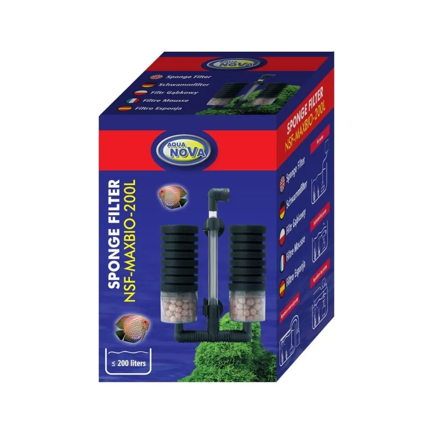 Luftheber Bio-Schwammfilter mit Filterkammern bis 200L Filter Mattenfilter