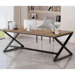 LVB Moderner großer Computertisch für Home Office, Bürotisch aus Holz