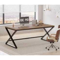 LVB Moderner großer Computertisch für Home Office, Bürotisch aus Holz