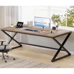LVB Moderner großer Computertisch für Home Office, Bürotisch aus Holz