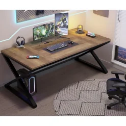LVB Moderner großer Computertisch für Home Office, Bürotisch aus Holz