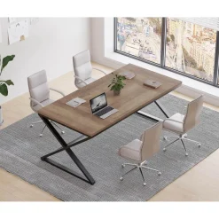 LVB Moderner großer Computertisch für Home Office, Bürotisch aus Holz