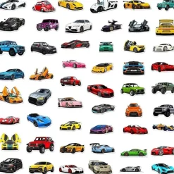 LYunMu Sportwagen Rennen Aufkleber Set, 50 Stück Niedliche Deko für Auto