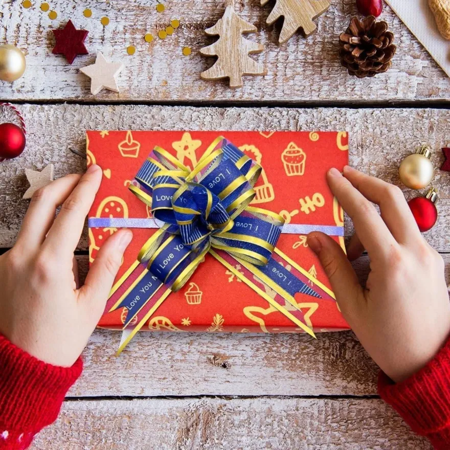 LZRinue Rote Weihnachtsgeschenkpapierrolle, 43 cm x 15 m, recycelbares