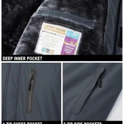 Magcomsen Herren Skijacke Wasserdicht Warm Gefüttert Fleecejacke Winddicht