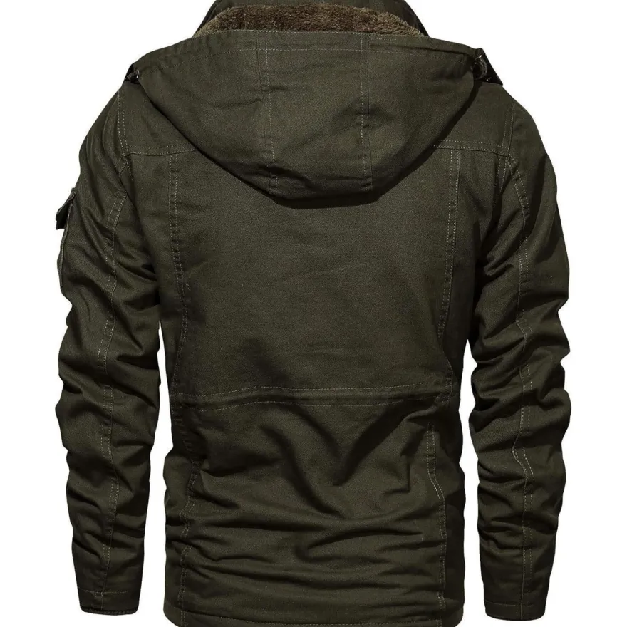 Magcomsen Herren Winterjacke Warm Gefüttert Fleece Winddicht mit Abnehmbarer
