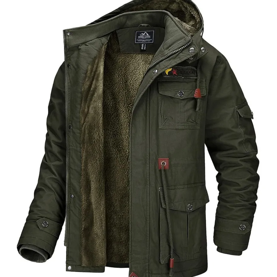 Magcomsen Herren Winterjacke Warm Gefüttert Fleece Winddicht mit Abnehmbarer