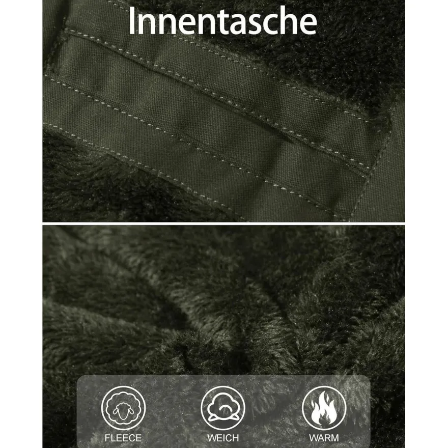 Magcomsen Herren Winterjacke Warm Gefüttert Fleece Winddicht mit Abnehmbarer