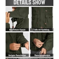 Magcomsen Herren Winterjacke Warm Gefüttert Fleece Winddicht mit Abnehmbarer