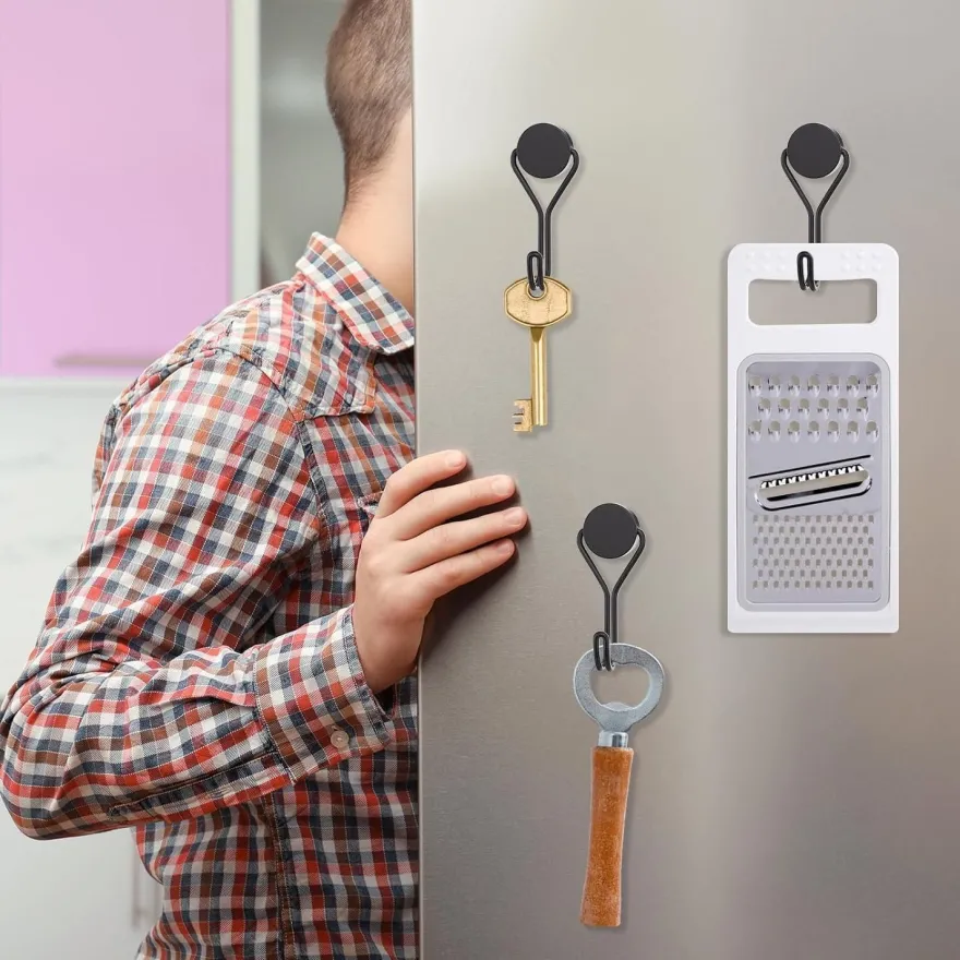 Magnethaken Schwarz Extra Stark für Küche Schlafzimmer Büro 6 Stück