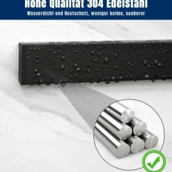 Magnetleiste Messer 50 cm Schwarz Edelstahl Haken Bohren Magnetisch