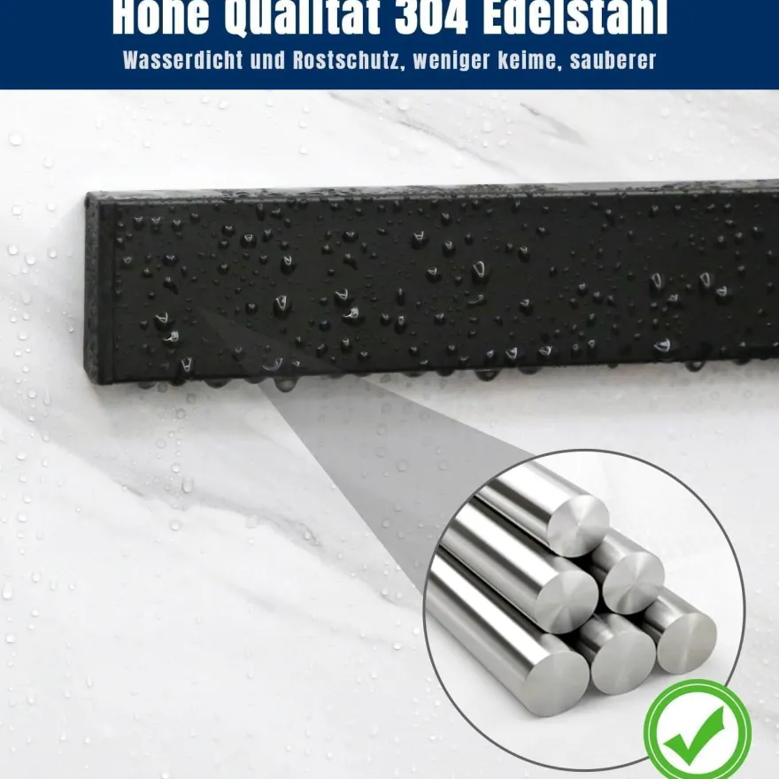 Magnetleiste Messer 50 cm Schwarz Edelstahl Haken Bohren Magnetisch