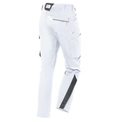 Malerhose Arbeitshose Hose Arbeitsbundhose weiß-grau IQONIC + Arbeitshandschuhe