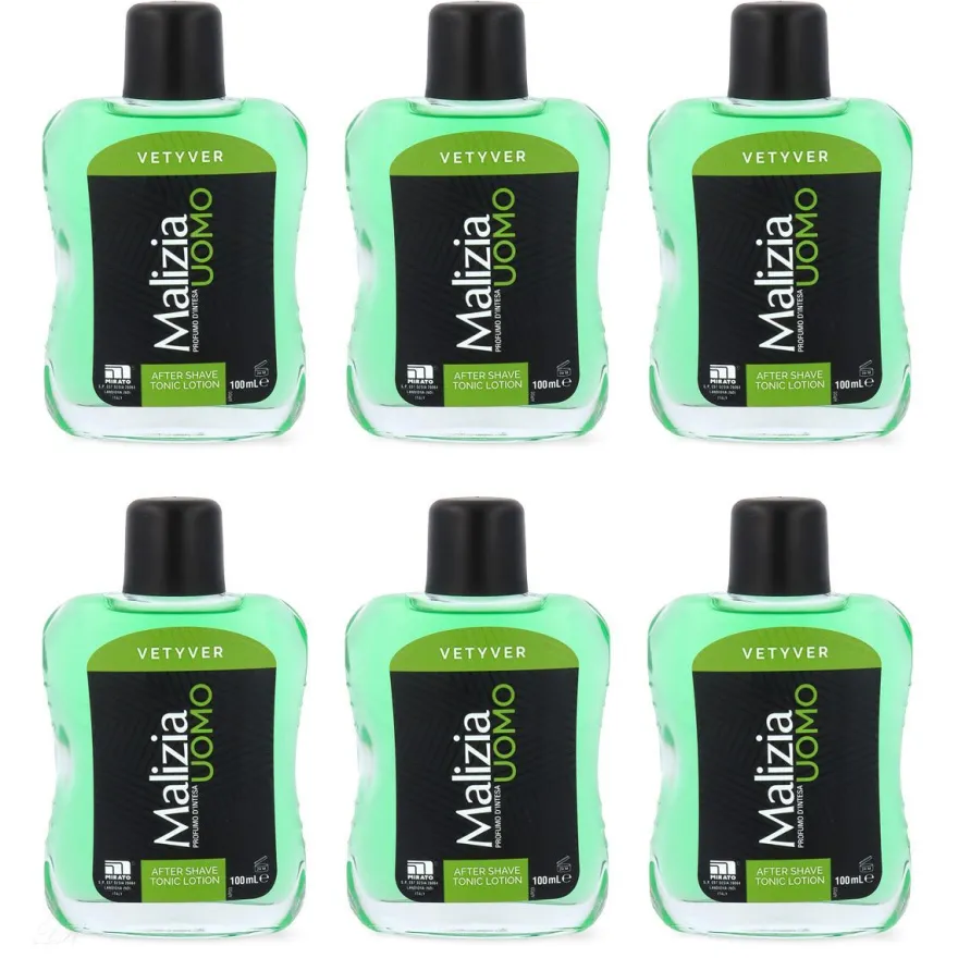 Malizia UOMO Vetyver After Shave TONIC Lotion 6x 100ml