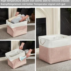 Mangata Aufbewahrungsbox 4er Pack, Rosa/Weiß, 33x38x33cm, Stoff-Würfel für