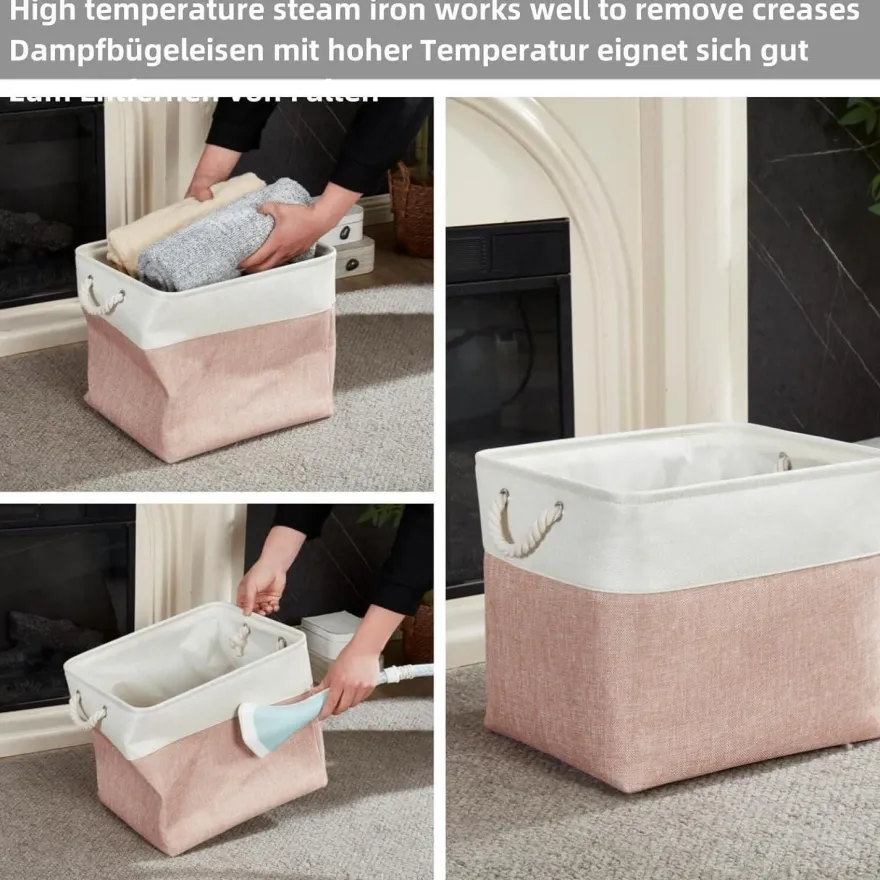 Mangata Aufbewahrungsbox 4er Pack, Rosa/Weiß, 33x38x33cm, Stoff-Würfel für