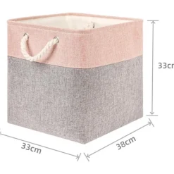 Mangata Aufbewahrungsbox Stoff, 3er Pack, 33 x 38 x 33 cm, Grau Pulver