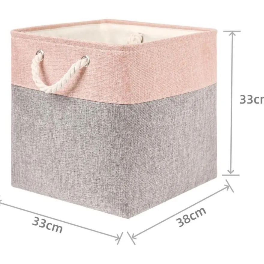Mangata Aufbewahrungsbox Stoff, 3er Pack, 33 x 38 x 33 cm, Grau Pulver