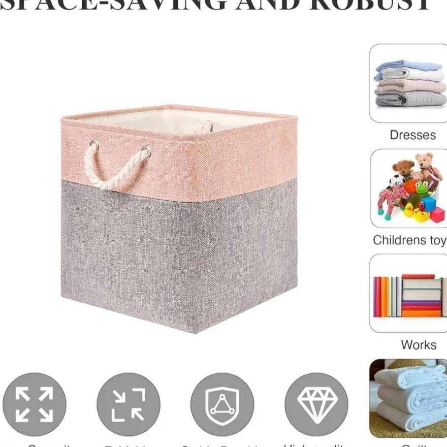 Mangata Aufbewahrungsbox Stoff, 3er Pack, 33 x 38 x 33 cm, Grau Pulver