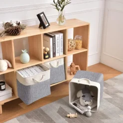 Mangata Aufbewahrungsbox Stoff, 33x38x33 cm, 3er Pack Grau/Weiß - Großer