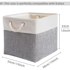 Mangata Aufbewahrungsbox Stoff, 33x38x33 cm, 3er Pack Grau/Weiß - Großer