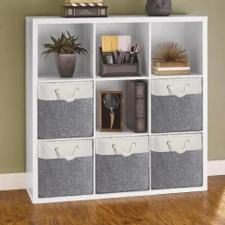 Mangata Aufbewahrungsbox Stoff, 33x38x33 cm, 3er Pack Grau/Weiß - Großer