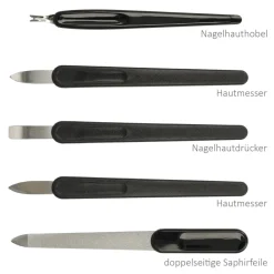 Maniküre Pediküre Set 10 teilig Pinzette Feile Nagelschere Nagelzange Haut dunkelb