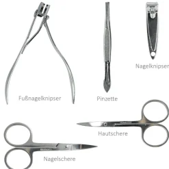 Maniküre Pediküre Set 10 teilig Pinzette Feile Nagelschere Nagelzange Haut dunkelb