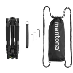 Mantona Light Traveller Reisestativ schwarz bis 5kg Kamerastativ Alu Kugelkopf