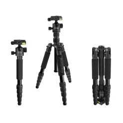 Mantona Light Traveller Reisestativ schwarz bis 5kg Kamerastativ Alu Kugelkopf