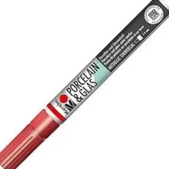 Marabu Porcelain & Glas Painter 1-2 mm Glas Porzellanmalstift Geschirr Rot 732