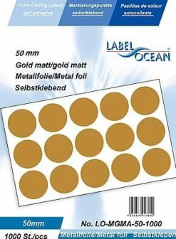 1000 Markierungspunkte, 50 mm, Plastik, gold matt von LabelOcean