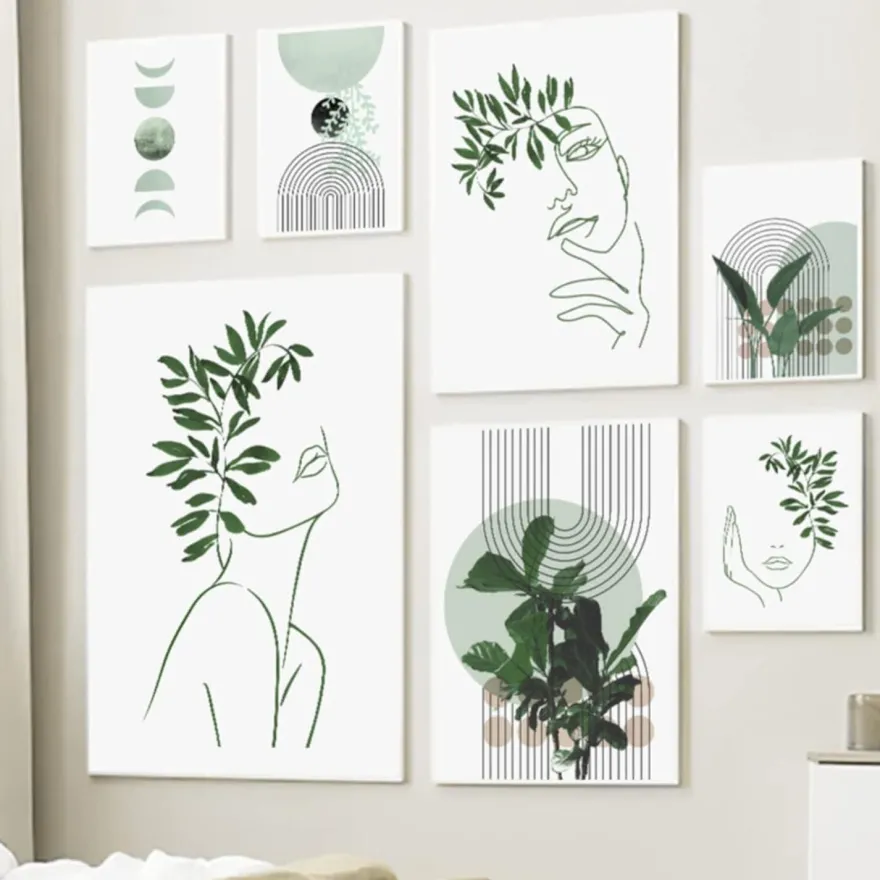 Martin Kench 3-teiliges Bohemian Poster Set, Ästhetische Grüne Pflanzenbilder