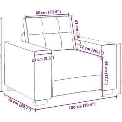 Massbinet Modernes Sofa für Wohnzimmer, Stoff, Dunkelgrün, 60 cm