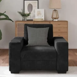 Massbinet Sessel Schwarz 60 cm Samt Stoffsofa Polstersofa Doppelsofa Sitzmöbel