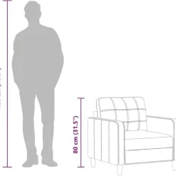 Massbinet Sofasessel aus Leinenstoff, taupe, 60 cm - Modernes und bequemes