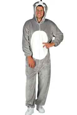 Maus Kostüm Damen Herren Plüsch Jumpsuit Overall Märchen Karneval Fasching