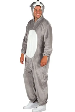Maus Kostüm Damen Herren Plüsch Jumpsuit Overall Märchen Karneval Fasching