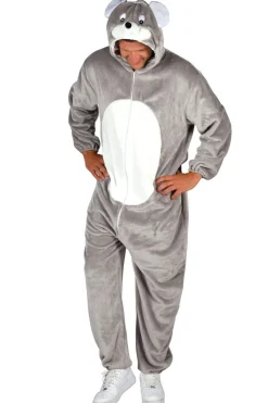 Maus Kostüm Damen Herren Plüsch Jumpsuit Overall Märchen Karneval Fasching