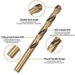 Meccion HSS Metallbohrer Kobalt 8.5mm Spiralbohrer für Edelstahl und Metall, 2
