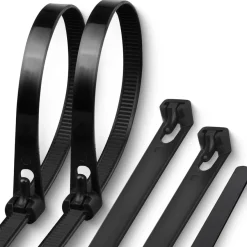 Meccion Wiederverwendbare Kabelbinder 150mm x 3.6mm Schwarz, 100 Stück
