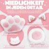 Meenice Pink Cute Katzen Gaming Stuhl mit Fußstütze, Ergonomischer PC Stuhl für
