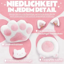 Meenice Pink Cute Katzen Gaming Stuhl mit Fußstütze, Ergonomischer PC Stuhl für