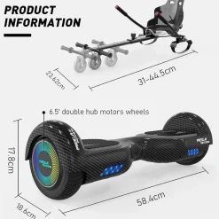MEGA MOTION Hoverboards mit Hoverkart für Kinder, 6.5 Zoll Hoverboards mit Bluetooth